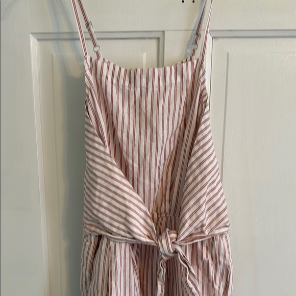 Sold out! Madewell Striped Linen Jumpsuit in Cream and Pink - Picture 5 of 6